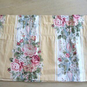 Vintage Croscill Princess Yellow Floral Stripe Blouson Valance 18" x88" Cottage